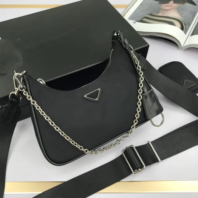 Black Nylon Shoulder Messenger bag for Women Handbag Hobo Designer With Mini Pocket Luxury Brand Female Crossbody