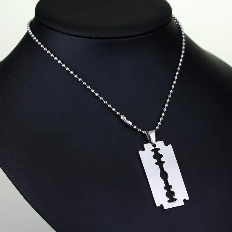 Chains Stainless Steel Pendant Necklace Ins Men's Shaving Blades Personalized Fashion