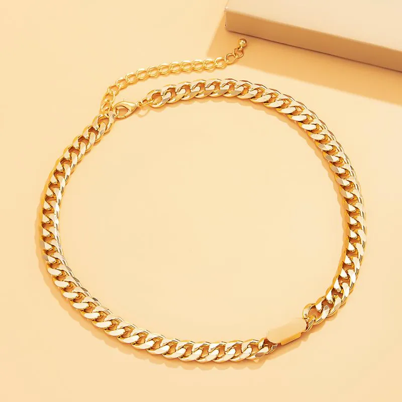 Chains Vintage Punk Small Thin Short Choker Necklace Collar Boho Simple Minimalist Gold Color Snake Smooth Link Necklaces Women Je274b