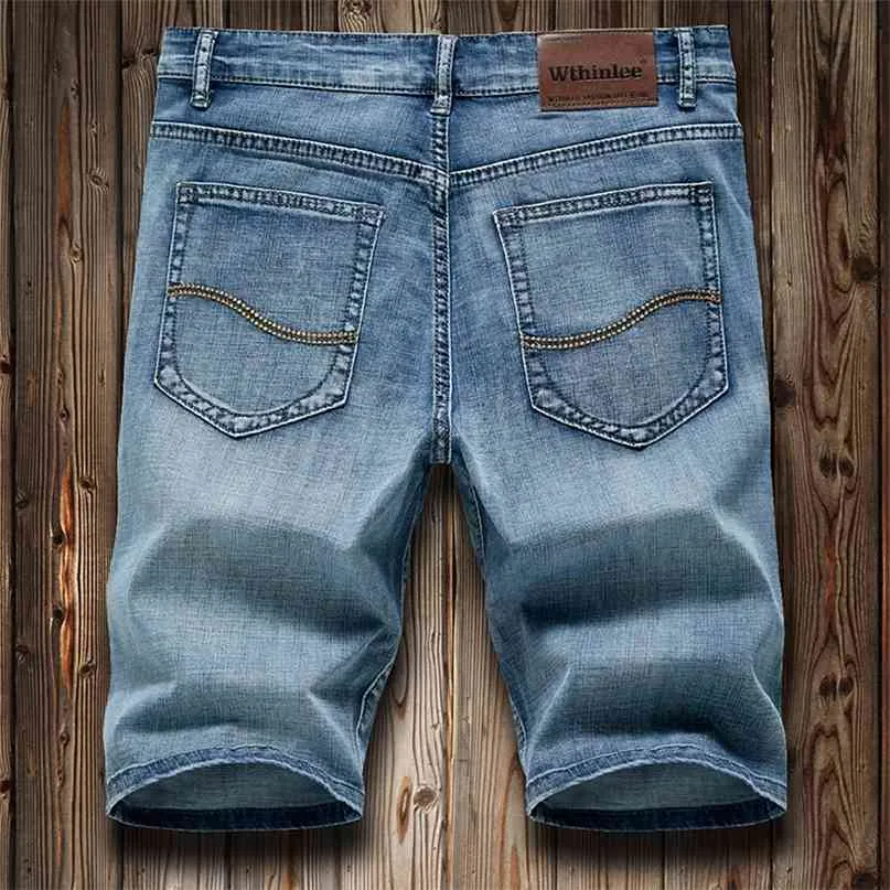 Summer Men's Stretch Denim Shorts Business Fashion Loose Straight Casual Jeans Mâle Classique Slim Marque Pantalon à cinq points 210723