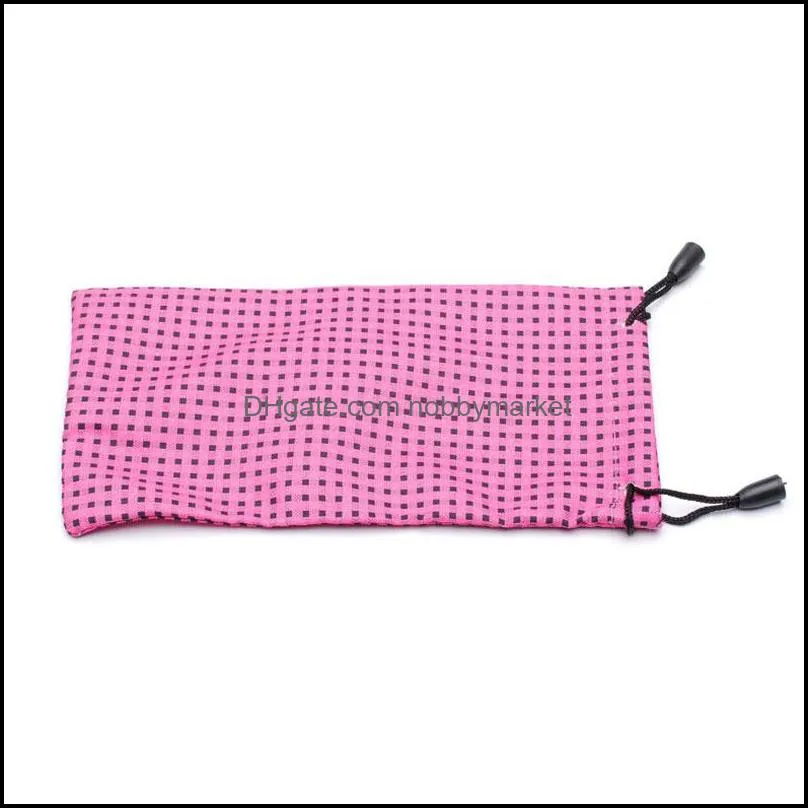 wholesale 20pcs/lot Glasses Case Soft Waterproof Plaid Cloth Sunglasses Bag Glasses Pouch Eyewear Accessories Black Color Free