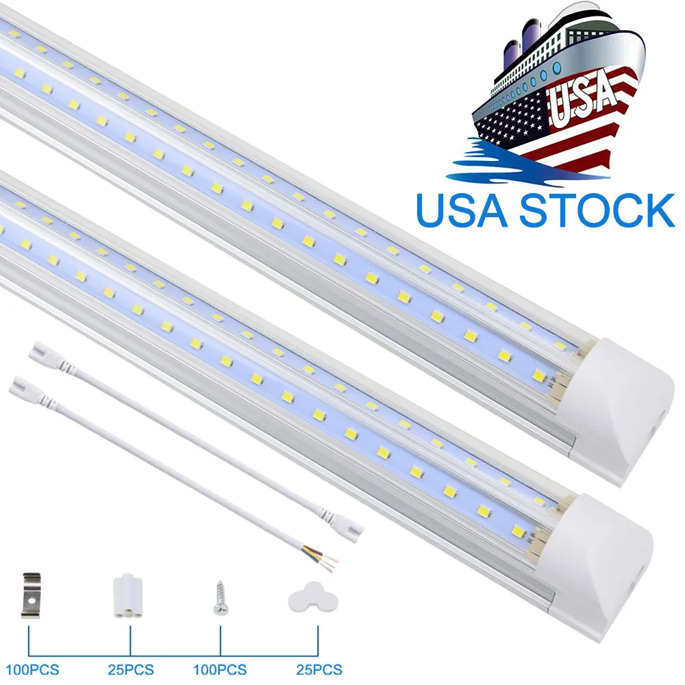 8ft LED Dükkan Işık Fikstürü V ŞEKİL TÜMÜ TÜMLERİ KAPAK 8 ayak LED 150W 15000lm Yüksek Çıkış Aydınlatma T8 Garaj için Bağlanabilir Entegre Tüp Ampulleri