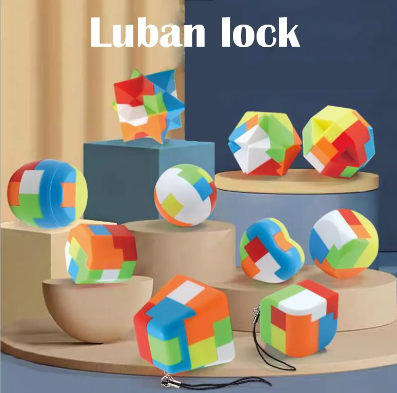 プラスチックキッズ教育玩具Kingming LubanロックブロックボールスクエアテトラハンドロンジュピターTIC-TAC-TOEケージワインバレルロック学生の分解おもちゃ