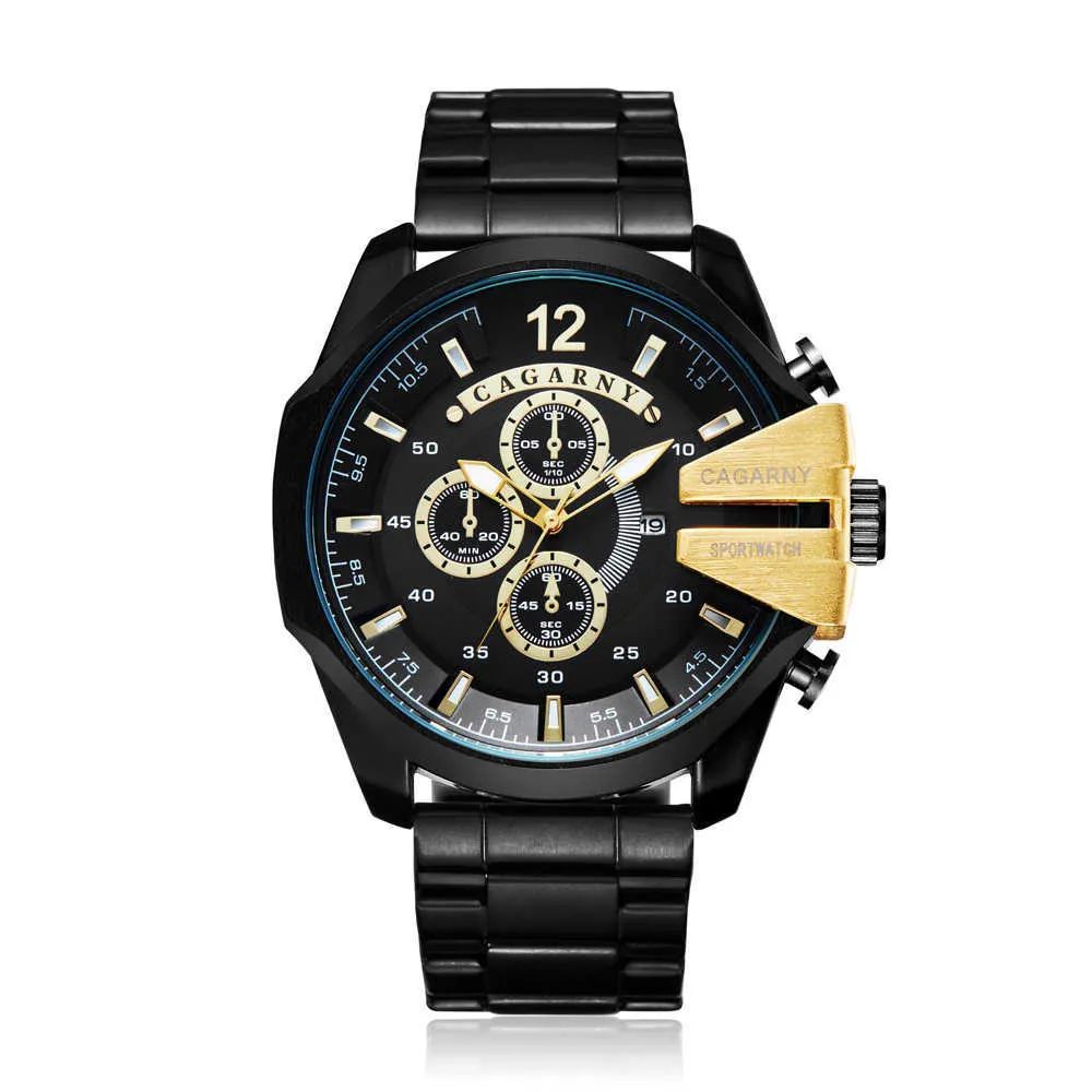 drop shipping luxury brand cagarny mens watches dz style military quartz watch for men cool big case black stainless steel and gold case (3)