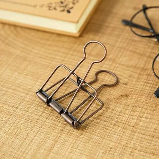 Bronze Skeleton Binder Clips Hollow Out Long Paper Photo Clip Planner Notebook Clipers for Home Office School Stationery