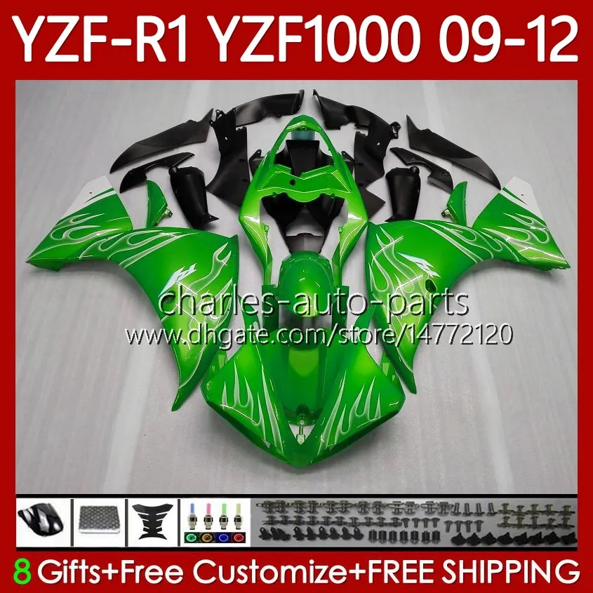 Kit de carrocería para YAMAHA YZF-R1 YZF R1 1000 CC YZF-1000 09-12 Cuerpo 92No.148 YZF1000 YZF Verde claro R 1 2009 2010 2011 2012 1000CC YZFR1 09 10 11 12 Carenado de motocicleta