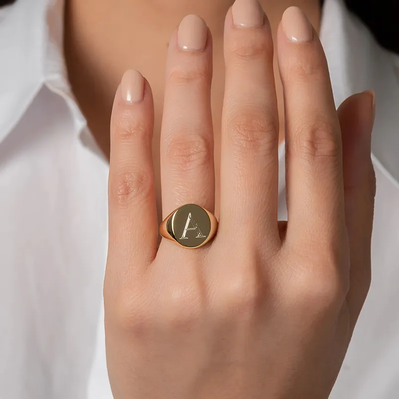 Anello sigillo personalizzato acciaio sale