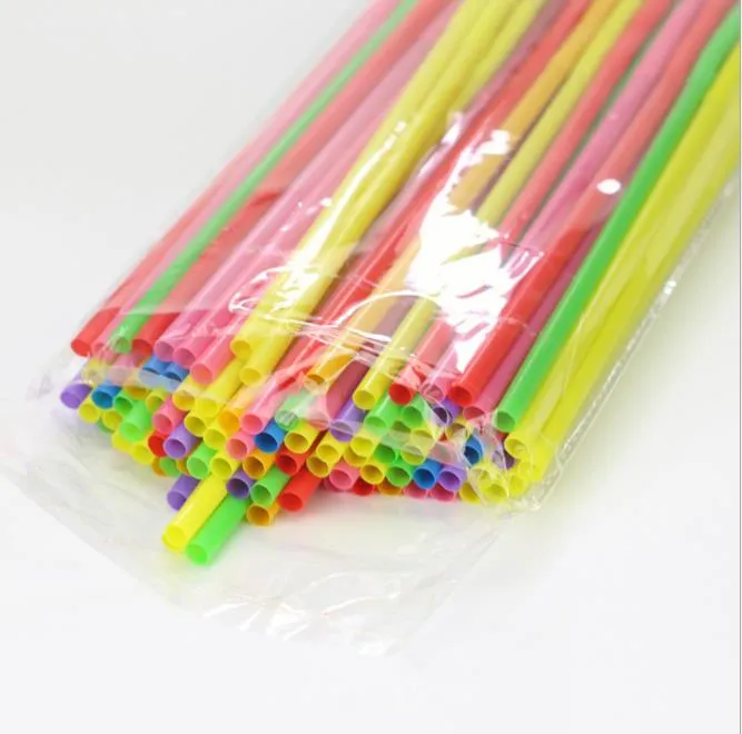 Individually Packaged Plastic Transparent Straw 10inch Reusable Plastic Straw Green Pp Drink Straw 7Folc