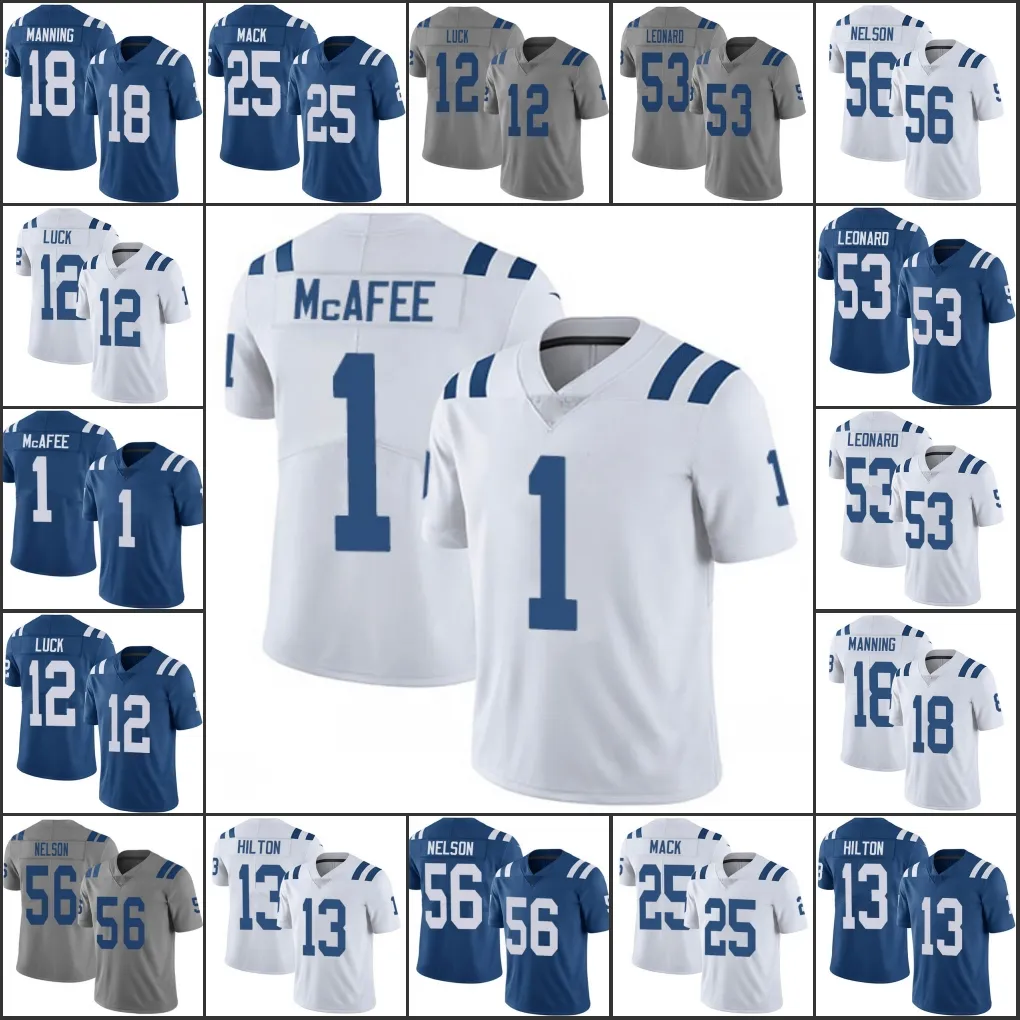 Indianapolis''colts''men #1 Pat McAfee 13 T.Y. Hilton 25 Marlon K 56 Quenton Nelson 53 Leonard '' 'Women Youth Limited Jersey