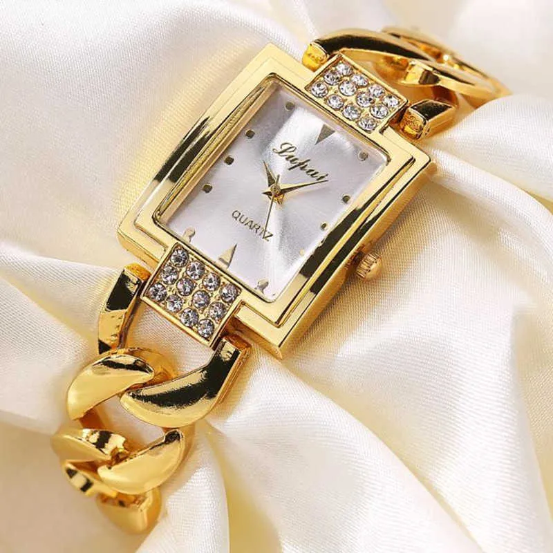 Garantia Crystal Diamond Luxury Gold Aço inoxidável Women's Watch G230529