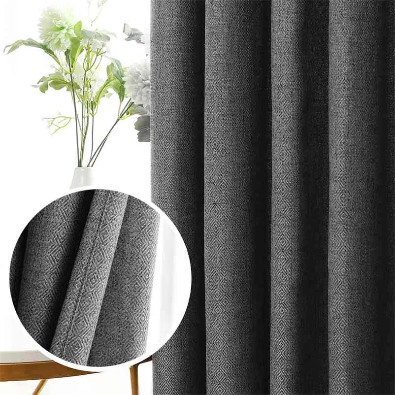 Topfinel Modern Blackout Gordijn voor Woonkamer Schaduw Slaapkamer Custom Made Gray Gordijnen Solid Color Venster Blinds Drapes 210913