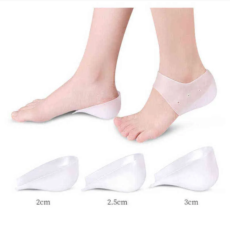 Unisex Onzichtbare Hoogte Lifting Verhogen Inlegzolen Siliconen Elastische Hiel Pad Voet Bescherming Mannen Vrouwen Hak Kussen Verborgen Binnenzool H1106