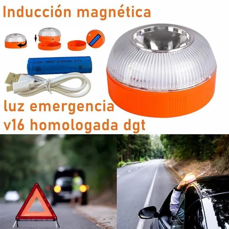 Noodlichten Licht V16 Homologeerde DGT goedgekeurde autobaken oplaadbare magnetische inductiestroboscoop