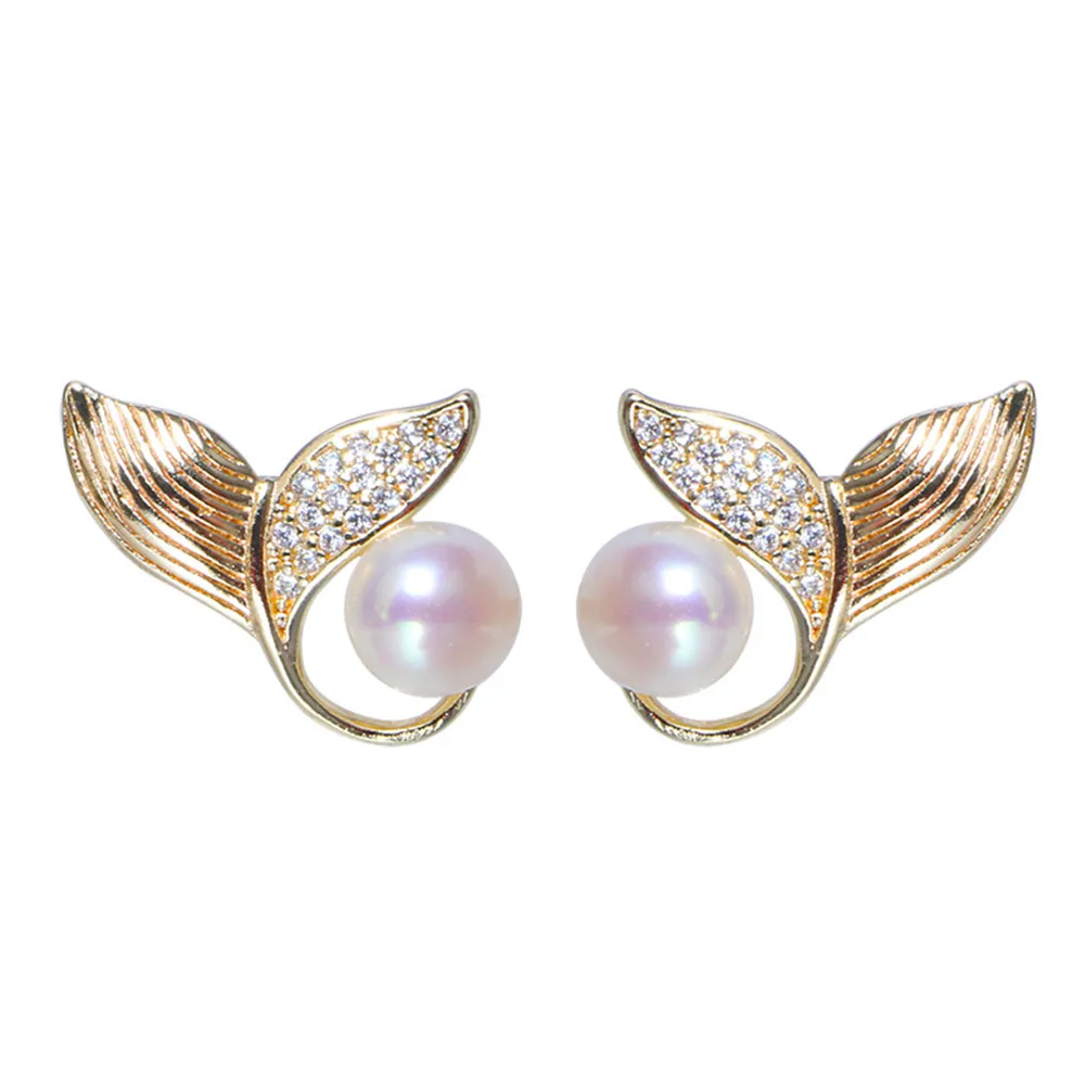 S925 Pearl Stud Earring 18K Real Gold Plated Prevent Allergy Earrings for Women Gril Gift Freshwater Natural Pearls