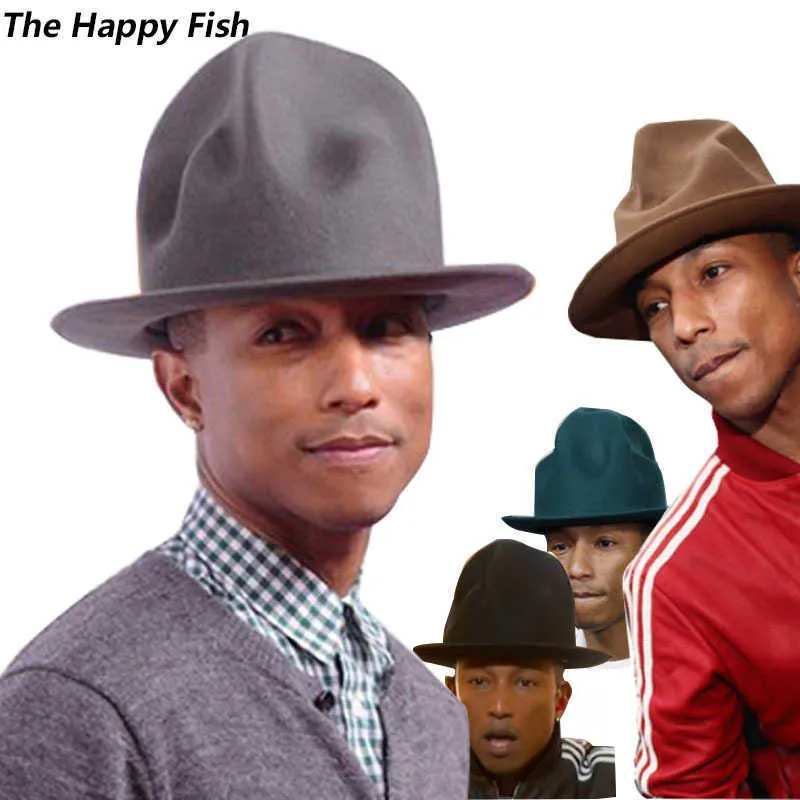 Pharrell Hut Filz Fedora Hut für Damen Herren Hüte Schwarzer Zylinder Y19070503