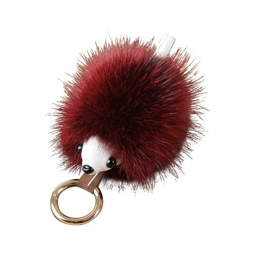 Bushy Plush Hedgehog Keychain Dekorativ nyckelring Keychain Keyfob Dekoration Ornaments Hängsmycke Charm för handväska Purse Ryggsäck G1019