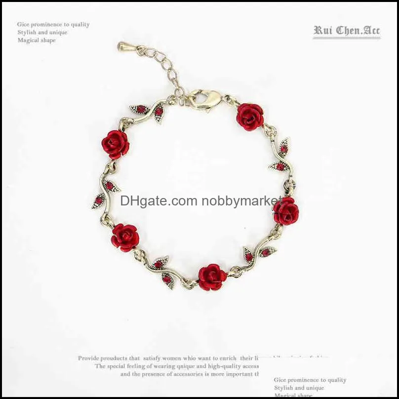 Charm Bracelets Jewelry Japanese Mori Girl Rose Temperament White Valentines Day Gift Bracelet Drop Delivery 2021 Writ9