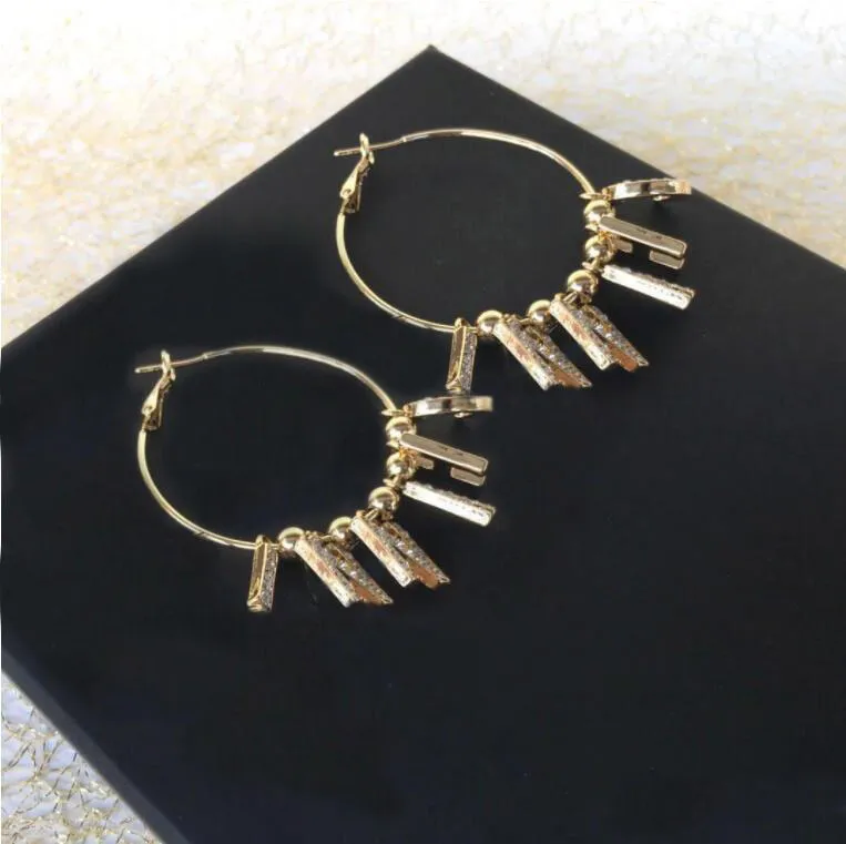 Modebrev hoop diamant dubbelörhängen aretes orecchini för kvinnor fest bröllopälskare gåva smycken för brud med box306n
