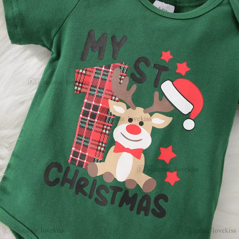 Infant Clothing Sets Girls Outfits Baby Clothes Children Autumn Winter Christmas Plaid Back Skirt Short-Sleeved Jumpsuit Three-Piece Of Childrens B9363