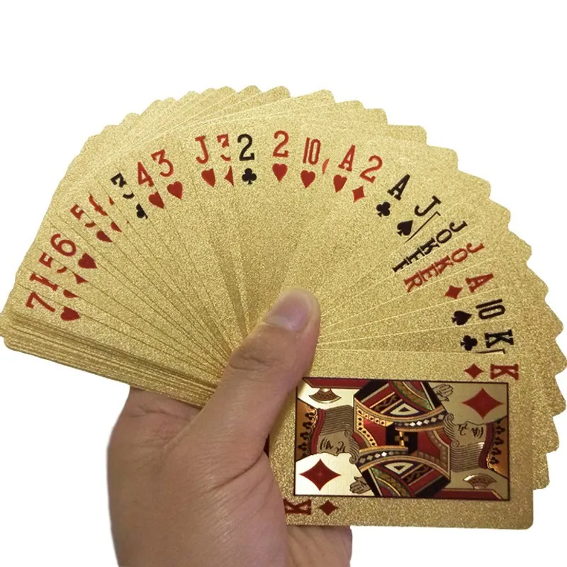 All'ingrosso-24K Carte da gioco in oro Poker Game Deck Gold Foil Set da poker Carta magica in plastica Carte impermeabili Magic NY086 417 Y2