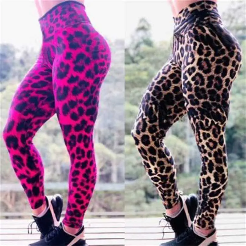 Leopard Print Yoga Pants For Women Sexy Push Up Leopard Print Gym