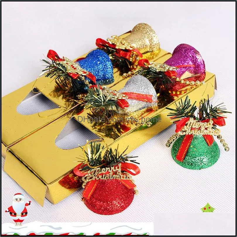 Merry Christmas Bell Decoration Fall Decor For Home Ceiling Glitter Bell Frosted Light Hanging Bell Gift Box Festival Decoration