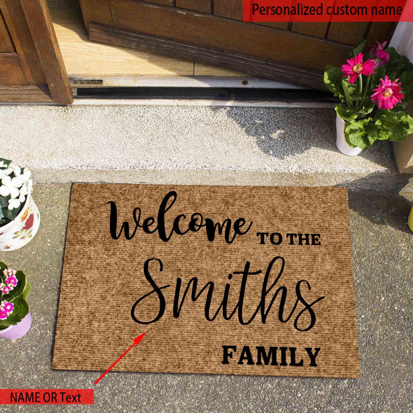 Personalized Custom Word Family Name Welcome Mats Front Door Rubber Rugs In Hallway Anti-Slip Dog Doormat For Out Door MAT 211109