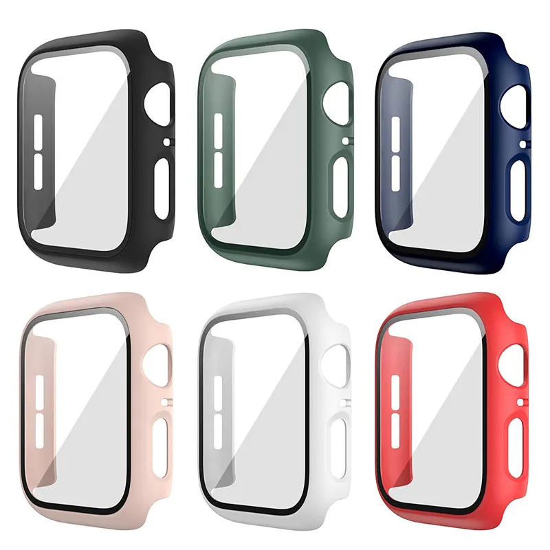 for Apple Watch Series 7 Cases with Tempered Glass Screen Protector Compatible 45mm 41mm 44mm 42mm 40mm 38mm