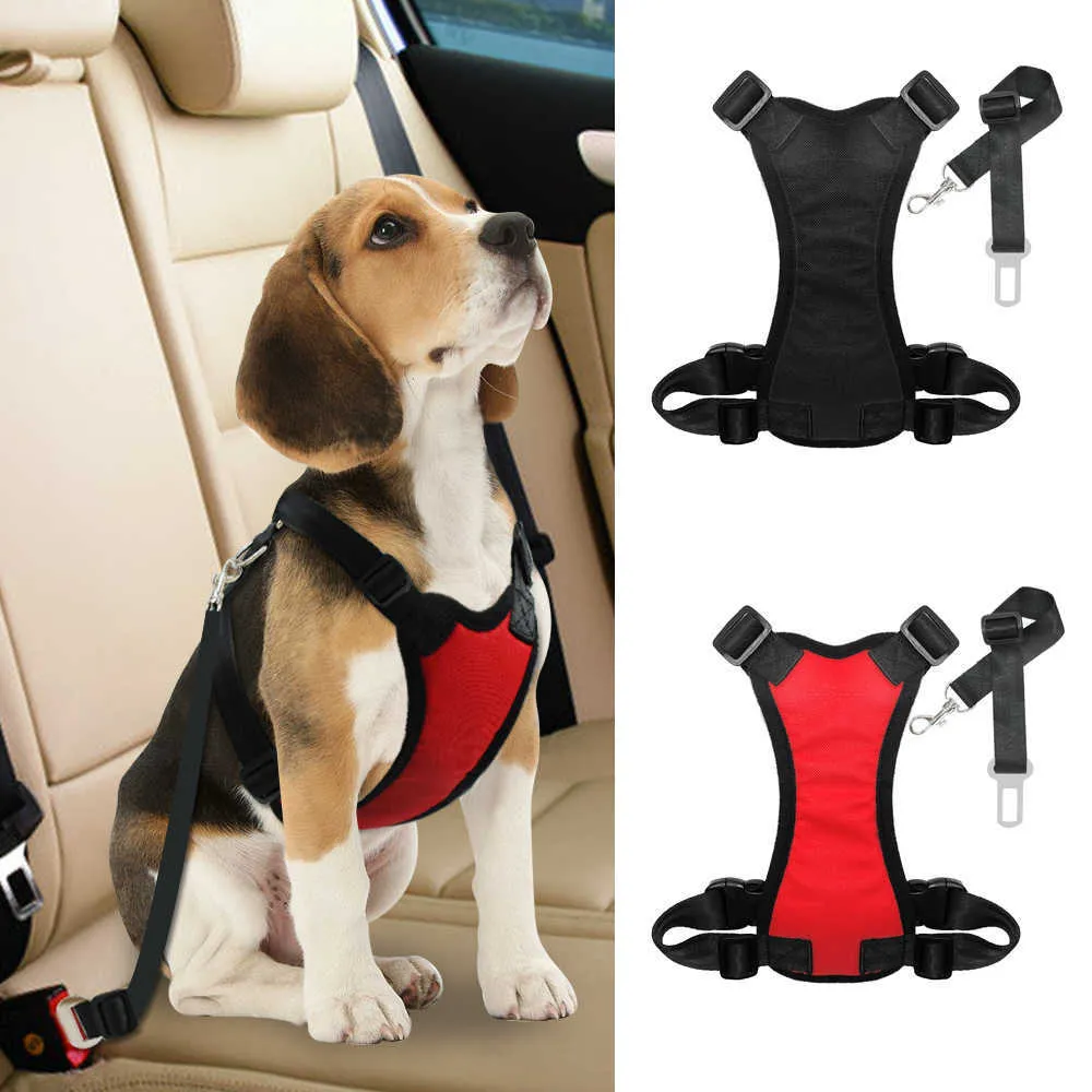Breathable Mesh Dog Harness Leash Safety Vehicle Car Dog Seat Belt Nylon Pet Car Seatbelt Harness Lead For Small Medium Dogs 211006