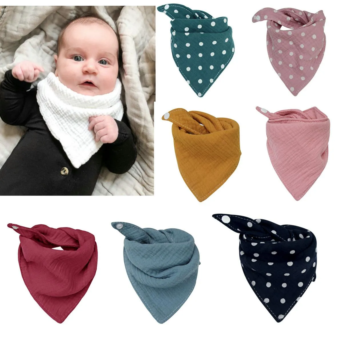 Baby Bibs Burp Cloths Infant Saliva Cloth Bandana Cotton INS Triangle Bibs DH9848