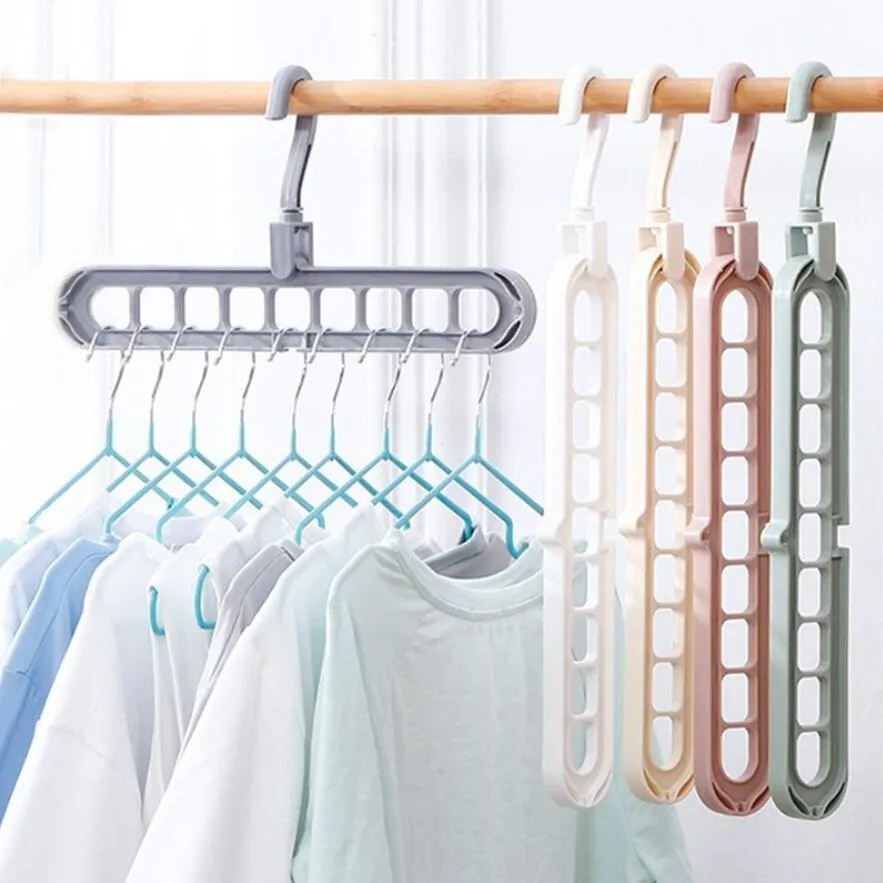 9 Holes Magic hanger closet organizer Space Saving Hanger Multi-port clothing rack Plastic Scarf cabide Storage hangers for clothes