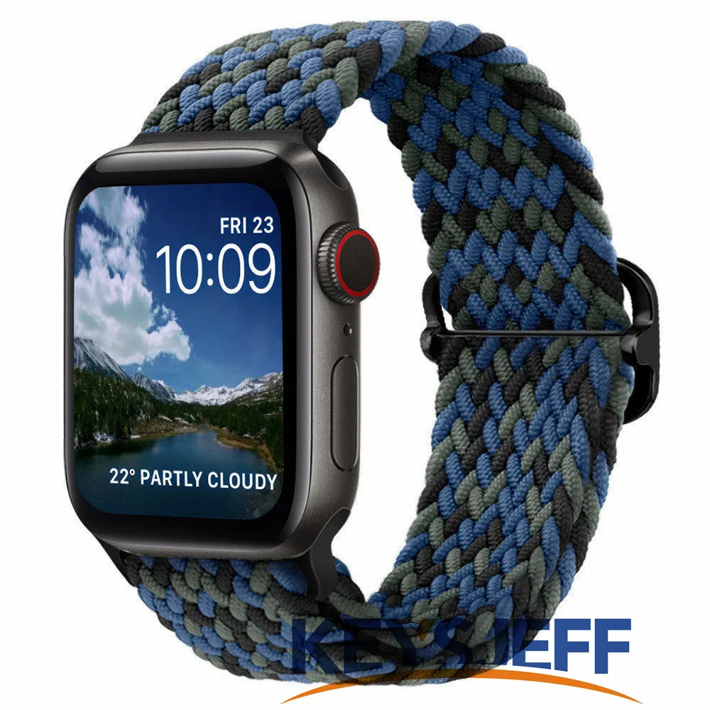 Bracelet tressé compatible avec les bracelets Apple Watch 45/41 mm, 44/40 mm, 42/38 mm, bandes élastiques de sport à boucle solo pour iWatch Series 7 6 5 4 3 2 1 SE 84007