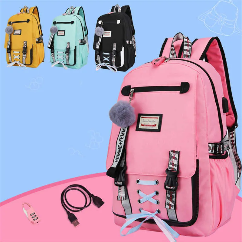 Comprar Mochilas escolares grandes para chicas adolescentes con Usb con  cerradura mochila antirrobo mochila para adolescentes mochila escolar  juvenil