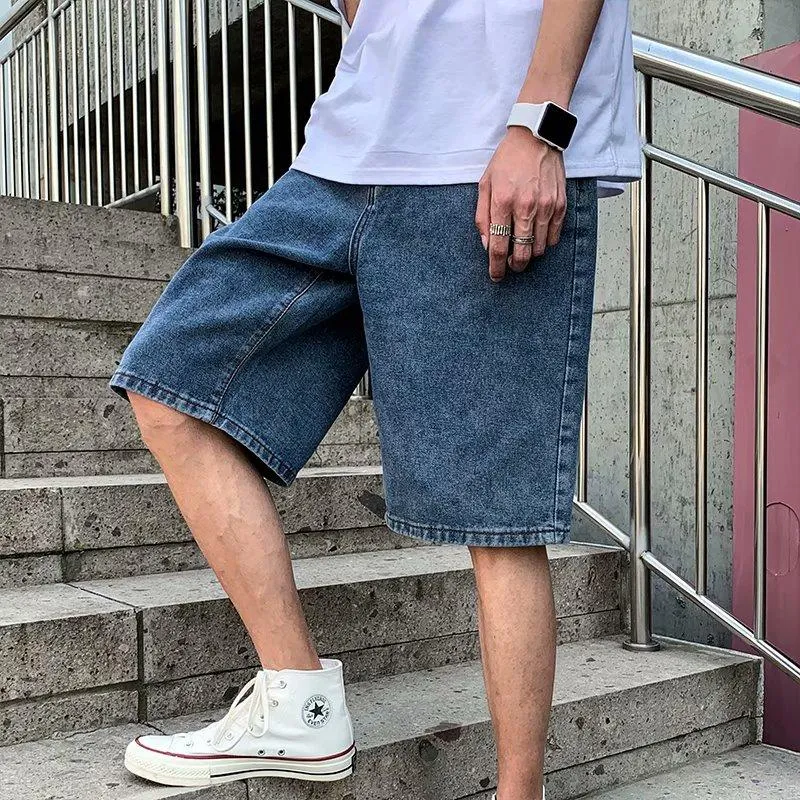 Erkek Şort Denim Erkekler Katı Artı Boyutu 5XL Baggy Casual Vintage Chic Tüm Maç Erkek Kısa Pantolon Streetwear Moda Ins High Street