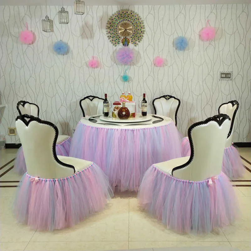 웨딩 생일 천으로 어린이 샤워 파티 장식 원사 Tulle Chair Cloth Tellware 용 Tutu 치마