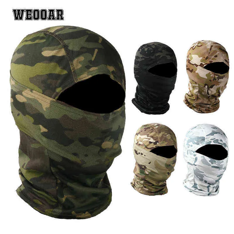 Camouflage Tactical Balaclava För Män Kvinnor Beanie Hat Python Snabbtorkande Skidmask Hood Cykling Fiske Keps Man Bonnets MZ103 Y21111