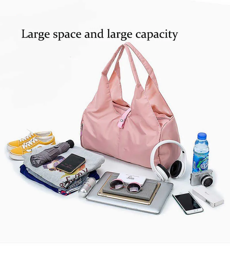 Nylon Women Men Travel Sports Gym Shoulder Bag Large Waterproof Nylon Handbags Black Pink Color Outdoor Sport Bags 2019 New (18)