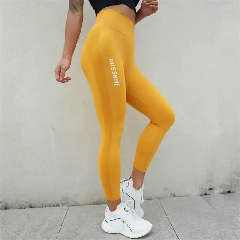 Sömlösa leggings sport kvinnor elastisk gröda byxa yoga gym springande fitness tights byxor hög midja squatproof jogging femme 211202