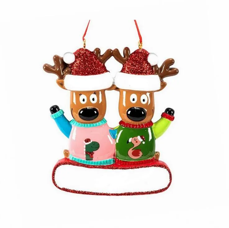 Christmas Ornament Hanging Reindeer Family Decor for Xmas Tree Home Office Room Decoration Crafts with String Assorted Pendants