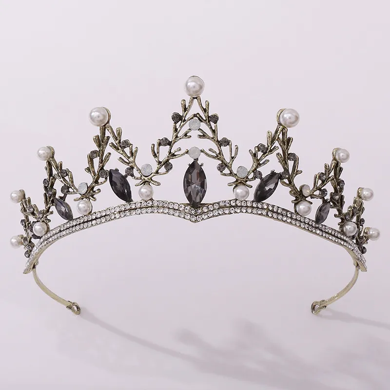 Vintage Black Baroque Tiara squisita forma di corallo a mano Pearl corona ragazza sposa donne gioielli di nozze accessori per capelli lb j0121