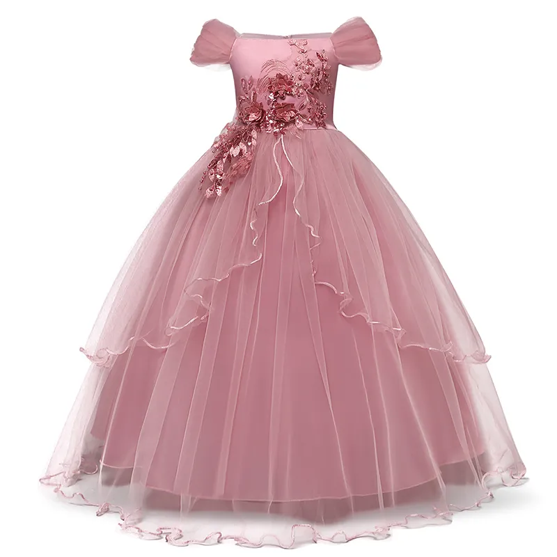 Robes de fête de princesse de nouvelle marque pour enfants filles fleur enfants vêtements filles robe 10 à 12 ans robes d'enfants pour les filles 210303