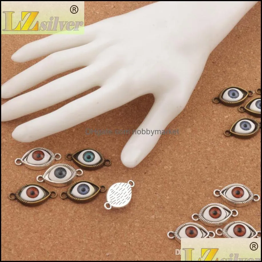 Alloy Evil Eye Hamsa Connector Charm Loose Beads 60pcs/lot 5Colors Antique Silver/Bronze For Friendship Bracelet L1662