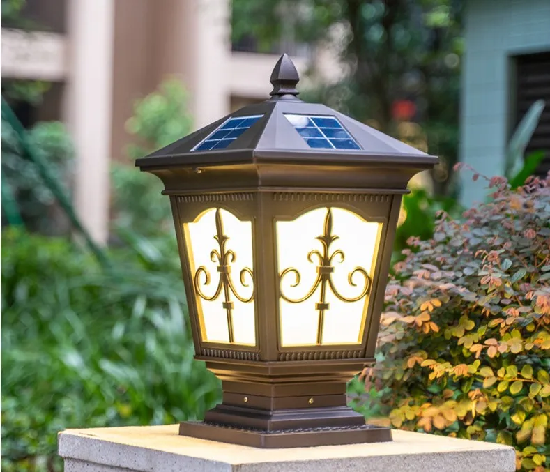 L'energia solare ha condotto la luce europea paesaggio giardino luce cancello pilastro illuminazione esterna lampada post per villa deck park yark