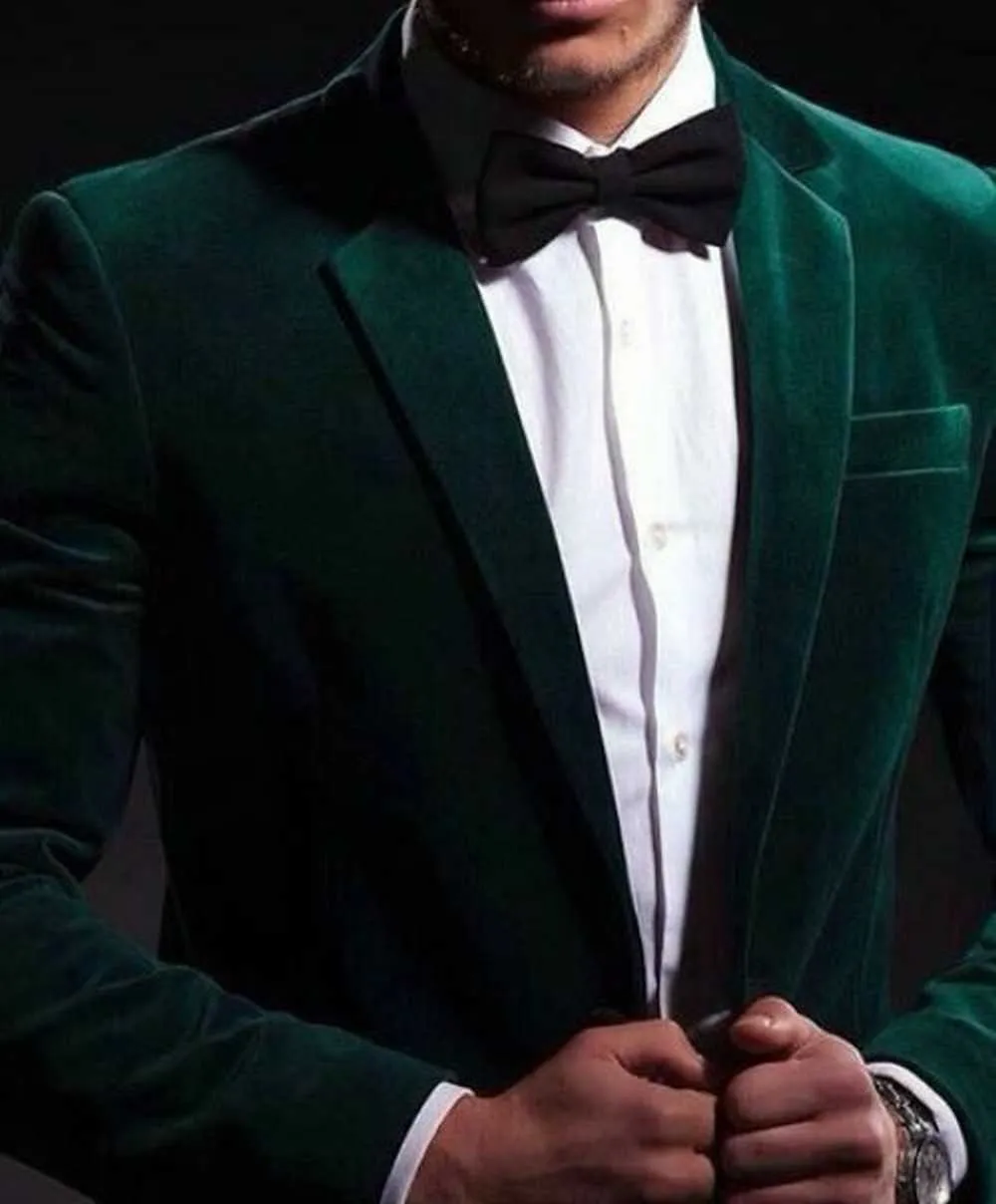 Mens Blazer Jacket Velvet Dark Green Jacket Coat Men's Suit Slim Fit 40r 42r 44r 46r 46 48 Custom One Piece Jacket X0608