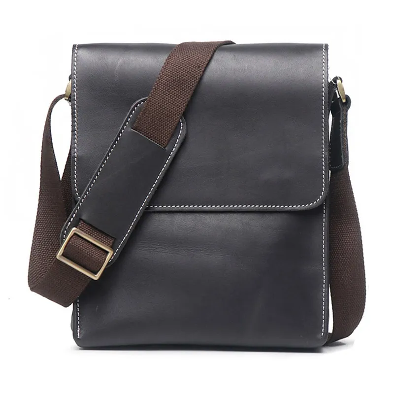 Shoulder Bag Men Genuine Leather Office Male Messenger Bag for Pad Middle Size Men's Crazy Horse Leather Crossbody Bag Handbag