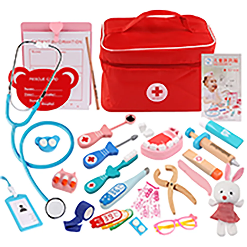 Kit de Doctor de Criança de Madeia Fingir que Prige Doctor Conjunto de Enfermagem Injeção Kit Médico PRESSÃO DO TRAMO CLÁSSICA Toys real Toys Doctor para crianças