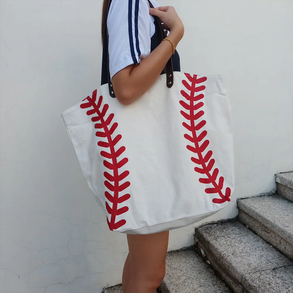 Classic Printing Baseball Bag Ljusgul Softball Travel Bags Canvas Shopping Purse Team Tillbehör Tote Domil281