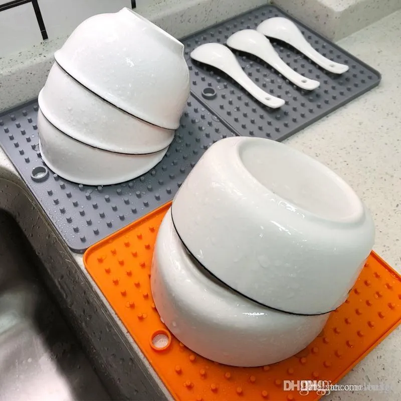 Çok fonksiyonlu Silikon Mat Masa Mat Yalıtım Pedi Kalınlaşmak Coaster Bakeware Fırın Paspaslar Placemat Asılı Kase Ped Drenaj Tutucu XVT1757