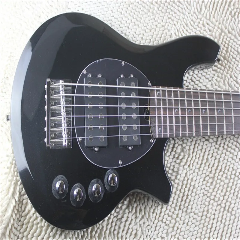 Top Qulity Music Man Bongo Metal Black 6 Strängar Aktiv Pickups Musicman Bass Guitar