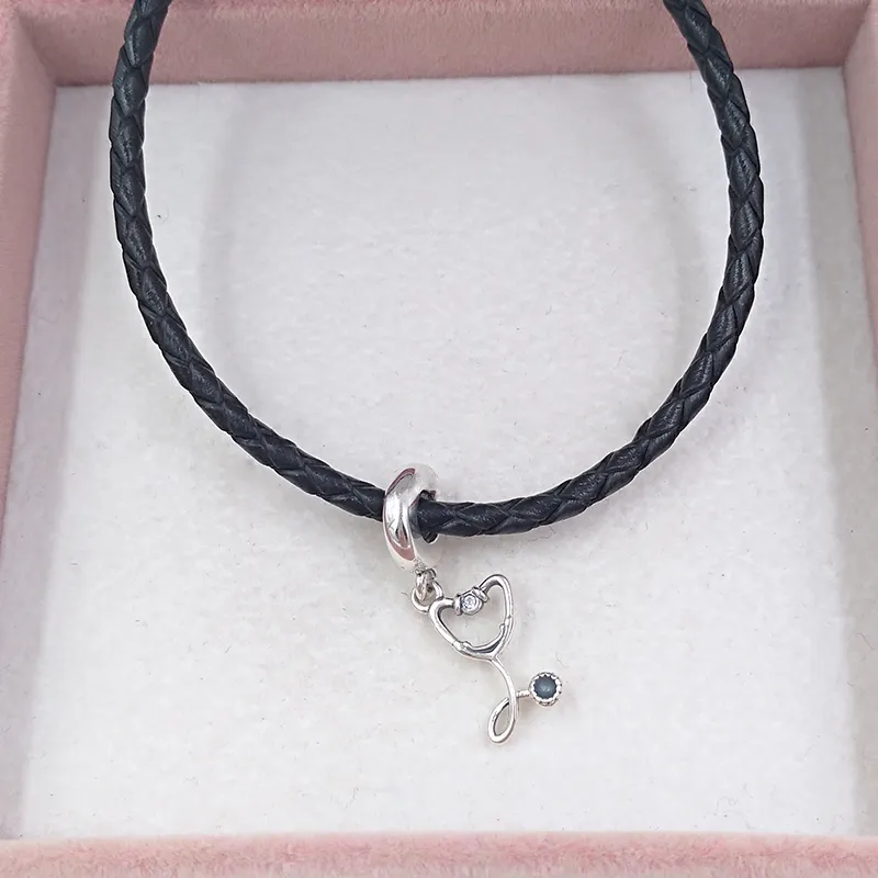 925 sterling silver strand smycken gör kit pandora stetoskop hjärta dingle charm kedja diy dumma armband för kvinnor pärla armband kvinnor europa stil 799072c01